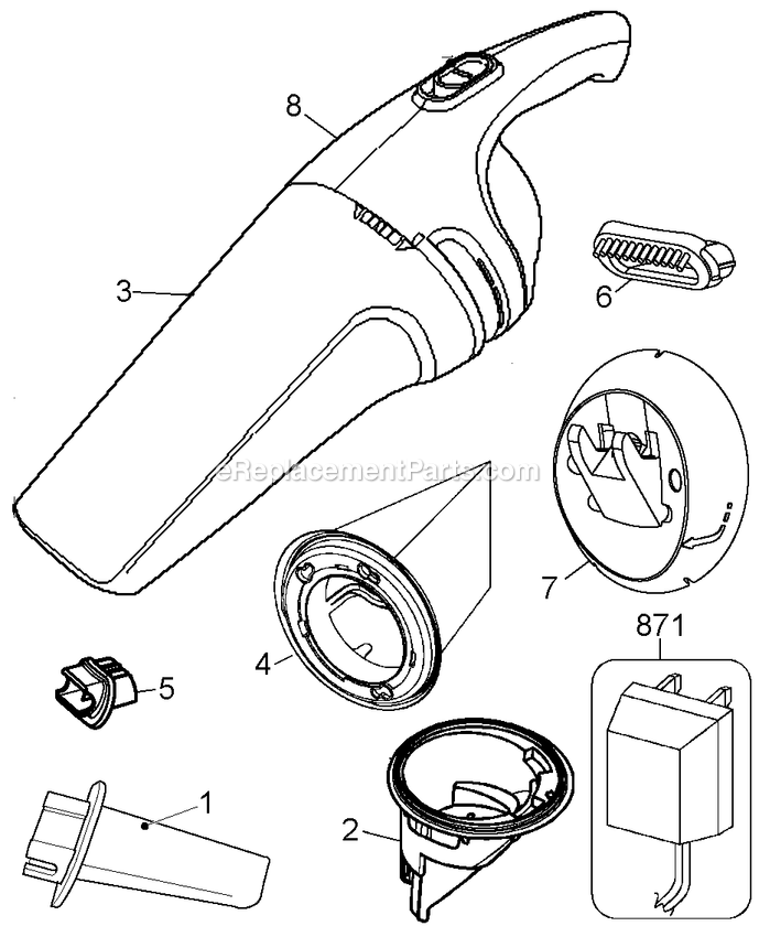 Black and Decker NV3600-AR (Type 1) 3.6v Stick Dustbuster - I Power Tool Page A Diagram